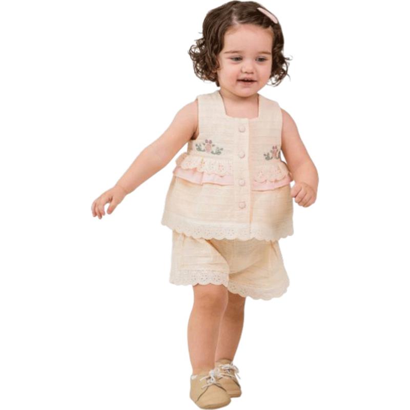 2269 toptan 6-24 aylık kız çocuklar için yazlık şortlu elbise