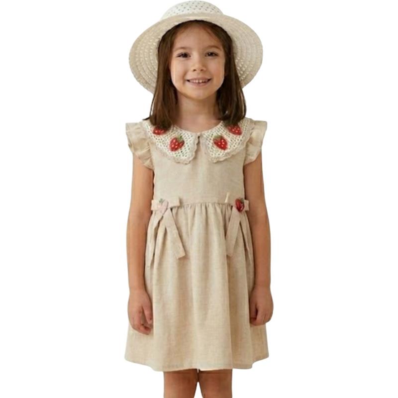 7283 toptan 2-5 yaş arası kız çocuklar için yazlık şapkalı elbise 