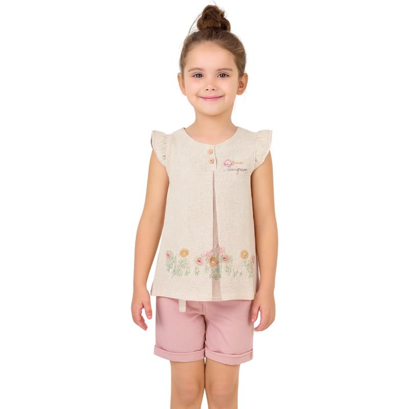 4528 toptan 6/9 yaş kız çocuklar için tunik ve şortlu ikili takımlar