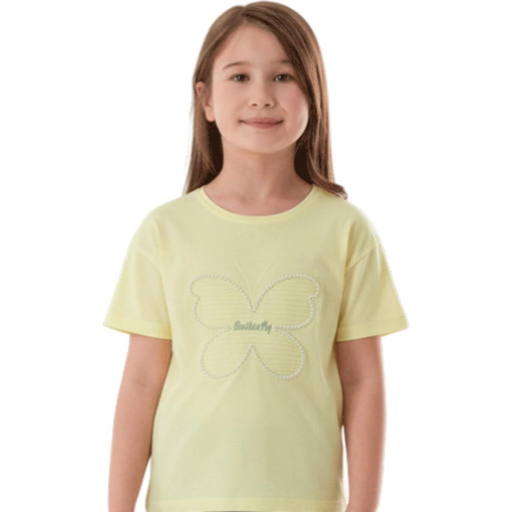4404 toptan 13-16 yaş arası kız çocuklar için yazlık kelebekli tişörtler
