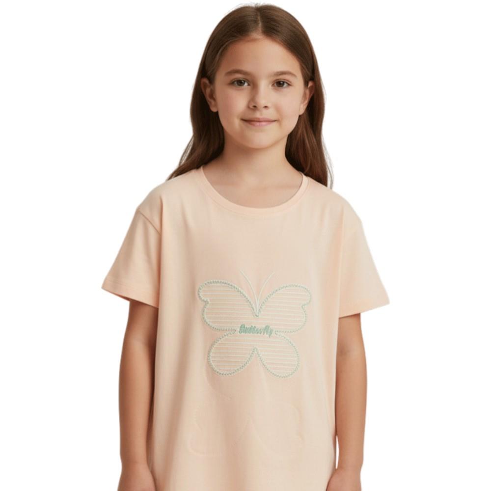 4404 toptan 13-16 yaş arası kız çocuklar için yazlık kelebekli tişörtler