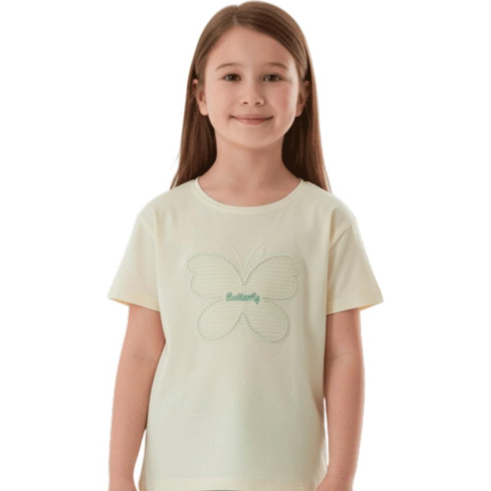 4404 toptan 13-16 yaş arası kız çocuklar için yazlık kelebekli tişörtler