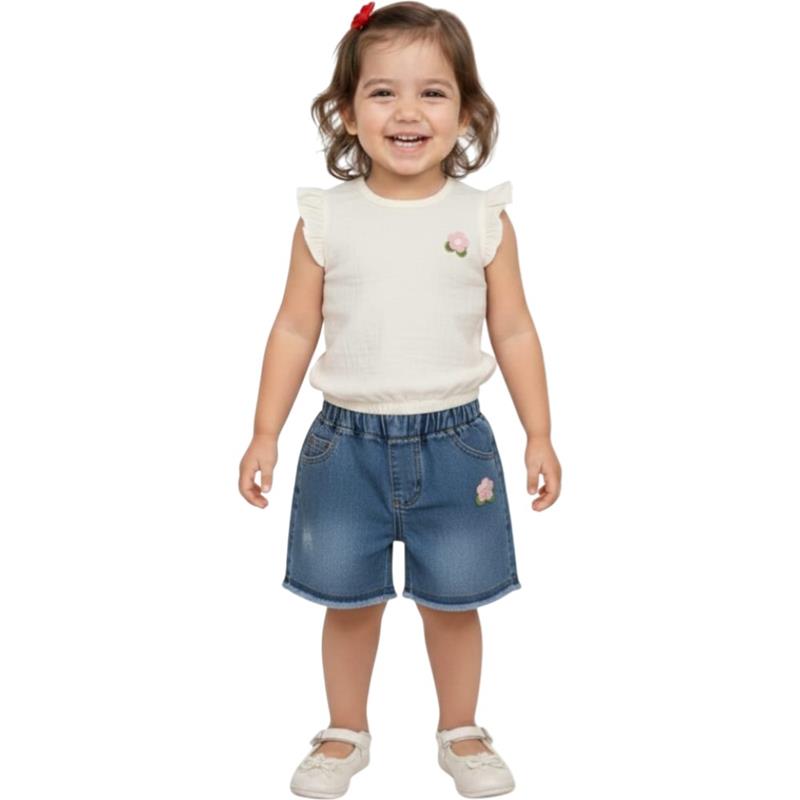 1259 toptan 2-5 yaş arası kız çocuklar için yazlık iki parçalı takım elbise