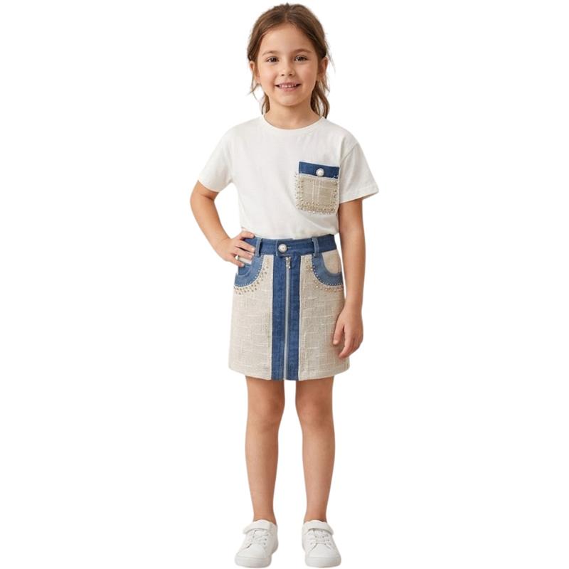 26419 wholesale children's summer T-shirts with skirts in a set for girls 2-5 years old