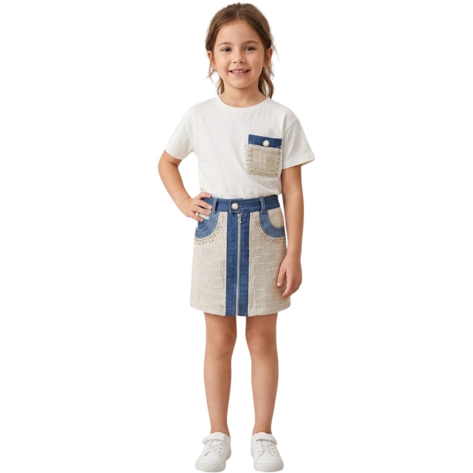 26419 wholesale children's summer T-shirts with skirts in a set for girls 2-5 years old