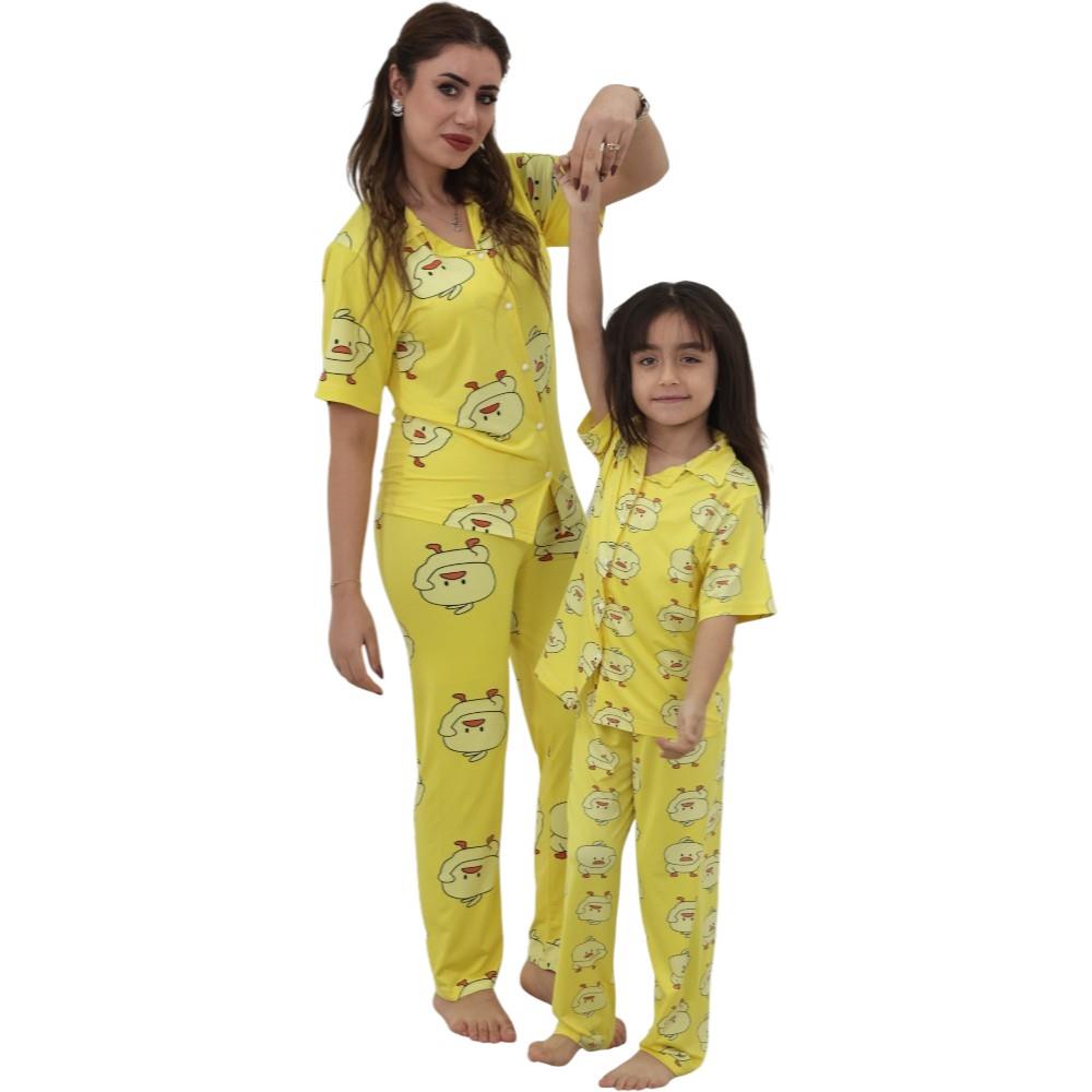 toptan 9-12 yaş arası kız çocuklar için düğmeli yazlık pijamalar