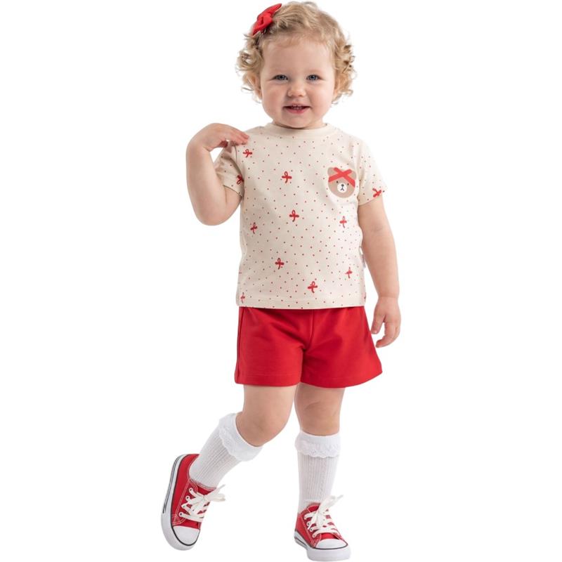 40951 Toptan 6-24 aylık bebekler için tişört ve şort yazlık ikili takım