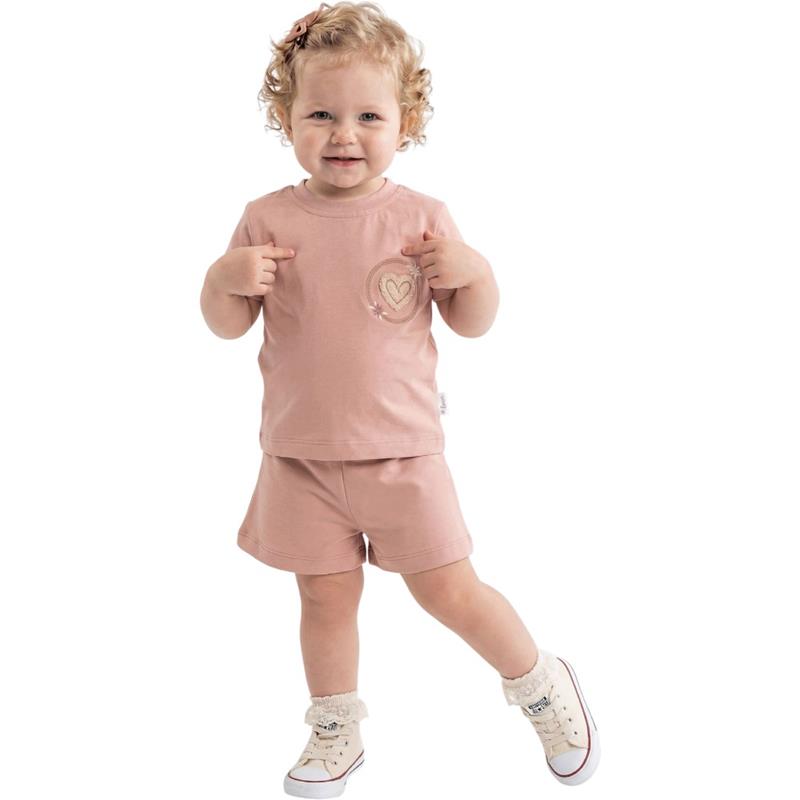 40930 toptan 6-24 aylık kız çocuklar için tişört ve şort yazlık iki parçalı takımlar