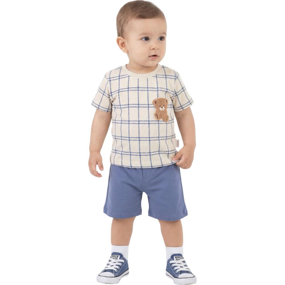 40906 Wholesale two-piece summer sets of teddy bear t-shirts and shorts for baby boys aged 6-24 months.