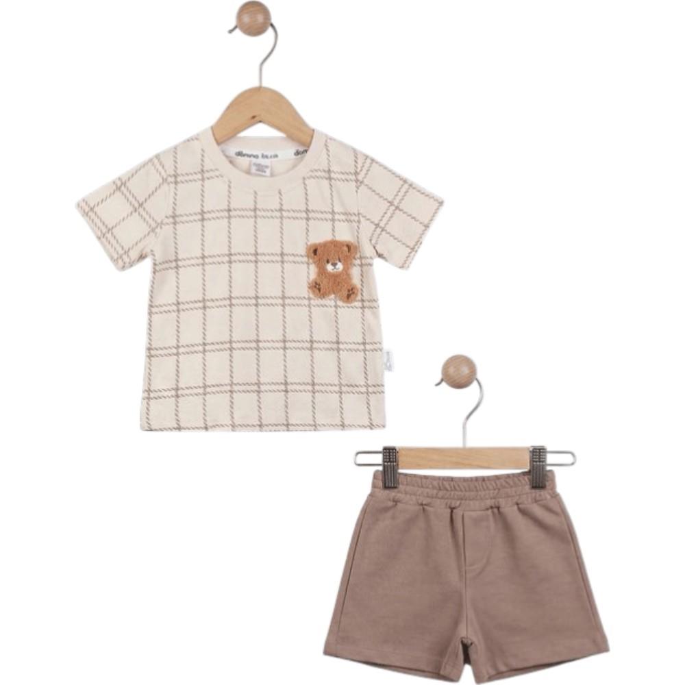 40906 Wholesale two-piece summer sets of teddy bear t-shirts and shorts for baby boys aged 6-24 months.