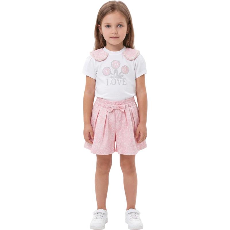 90049 toptan 2-5 yaş arası kız çocuklar için etekli tişörtlü yazlık iki parçalı takımlar