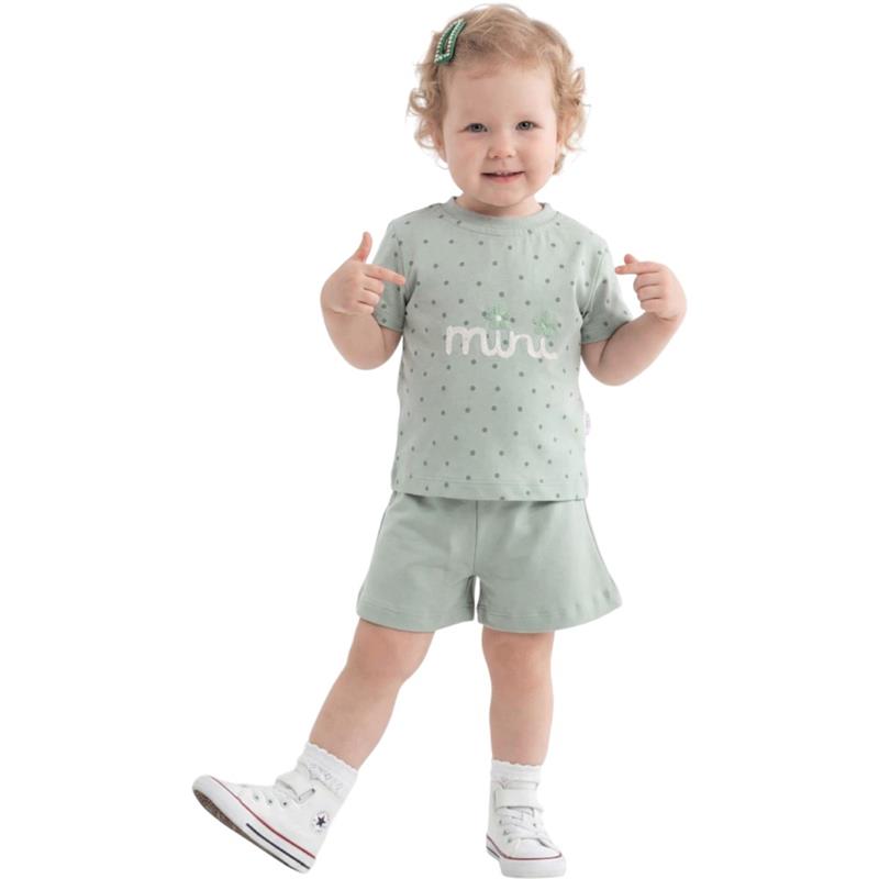 40942 toptan 6-24 aylık kız çocuklar için tişört ve şort yazlık iki parçalı takımlar