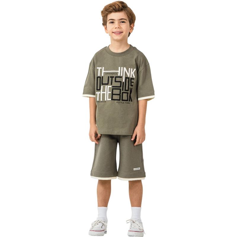 3342 toptan 5-8 yaş arası erkek çocuklar için tişört ve şort yazlık iki parçalı takım