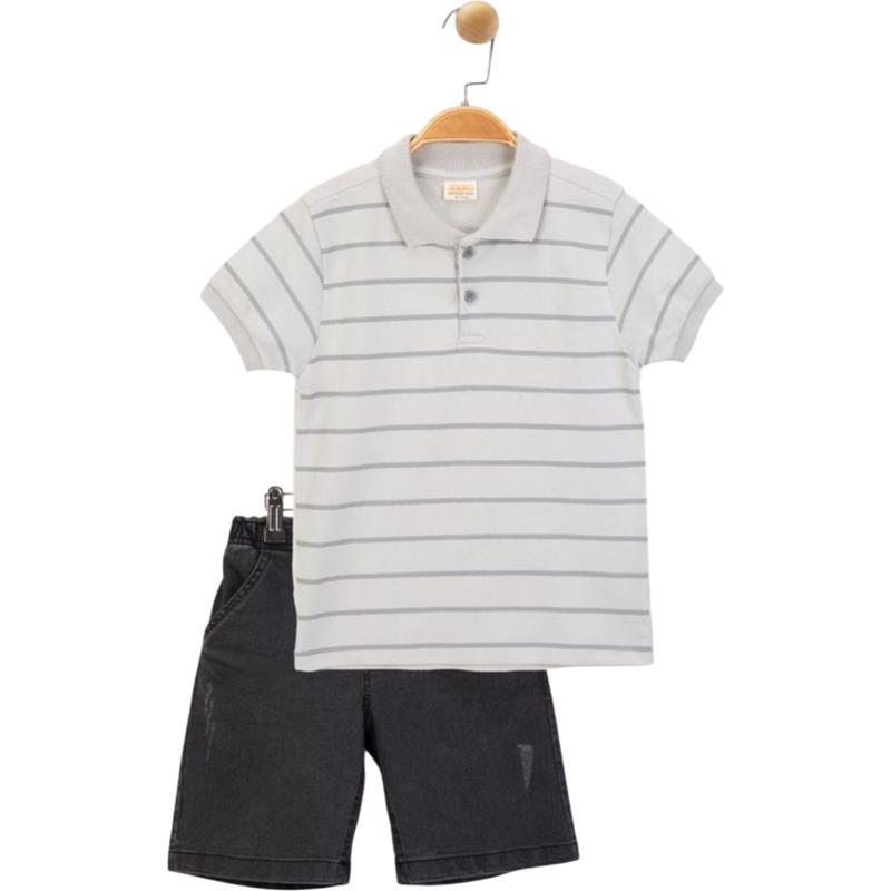 4610 toptan 5-8 yaş arası erkek çocuklar için yazlık tişört ve kot şortlu ikili takım