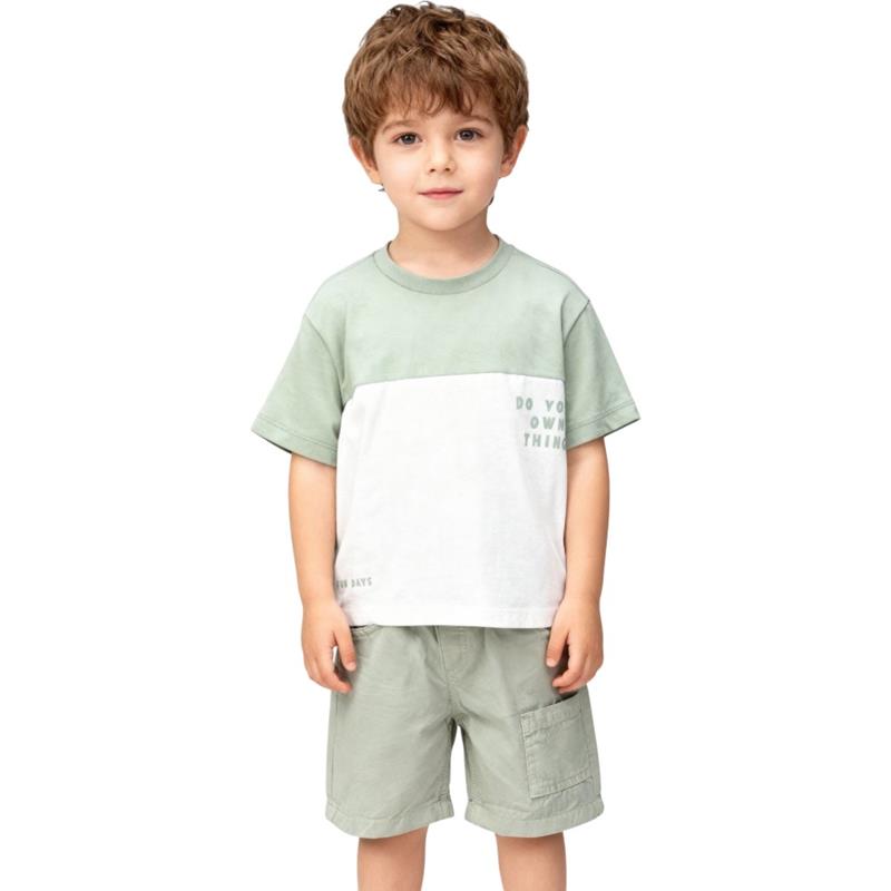 3605 toptan 2-5 yaş arası erkek çocuklar için yazlık tişört ve şortlu ikili takım