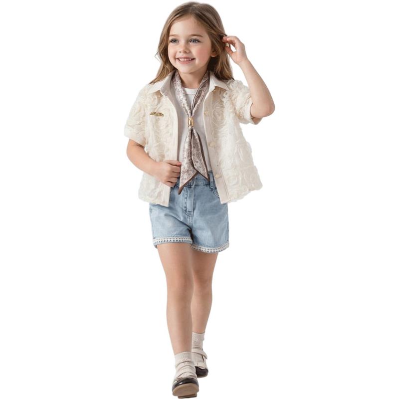 4129  toptan 3-6 yaş arası kız çocuklar için 4 parça yazlık takım