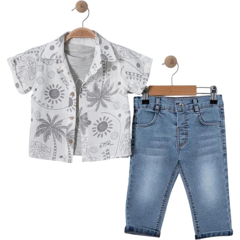 6312 Wholesale 9-24 Month Old Boys' Summer Three-Piece Suit with Denim Pants