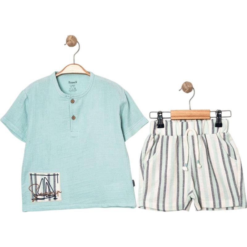 17491 toptan 3-6 yaş erkek çocuklar için yazlık tişört şort takımı 