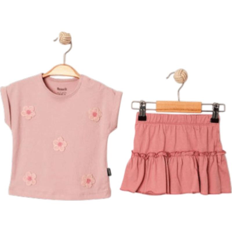 18611 Wholesale Two-Piece Summer Set for Girls, Months 6-24 Months, T-shirt and Skirt