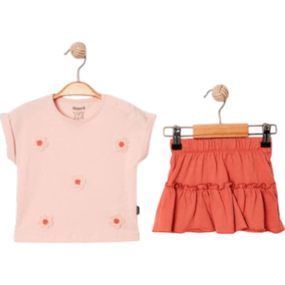 18611 Оптовая продажа летнего комплекта из двух предметов,футболка с юбкой для девочек на 6-24 месяца