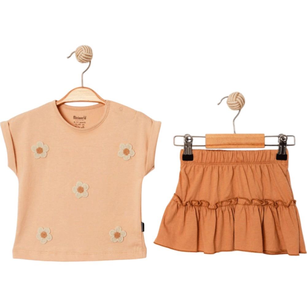 18611 Оптовая продажа летнего комплекта из двух предметов,футболка с юбкой для девочек на 6-24 месяца