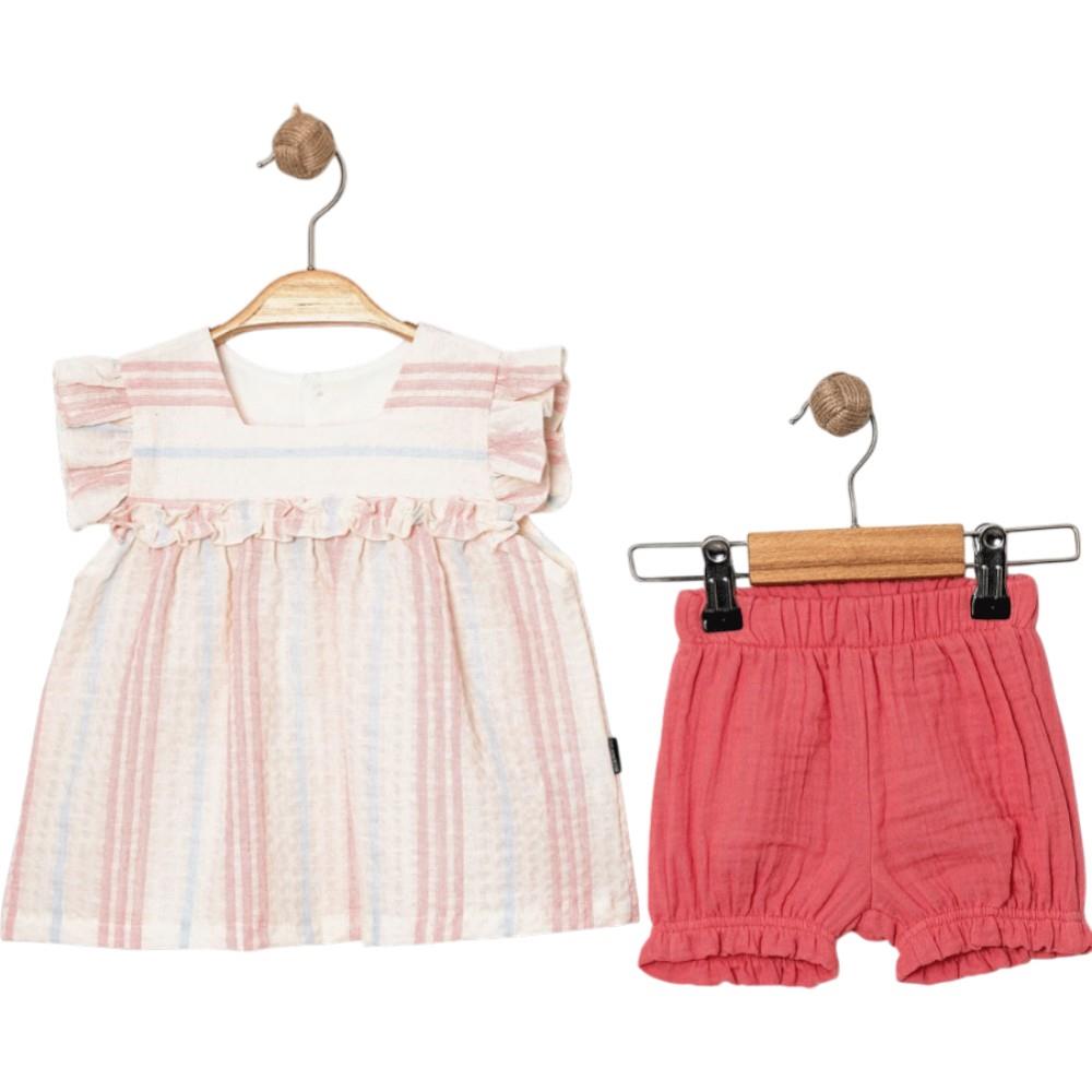 18713 wholesale children's summer two-piece suits, dresses with shorts for girls 6/24 months
