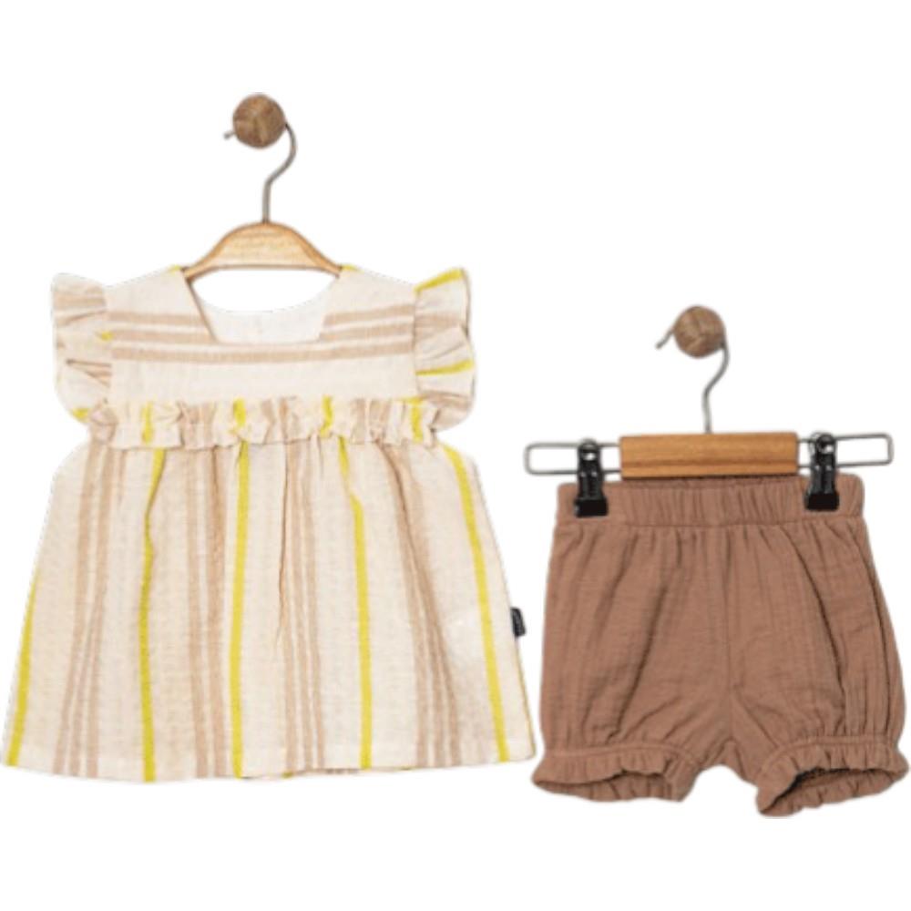 18713 wholesale children's summer two-piece suits, dresses with shorts for girls 6/24 months