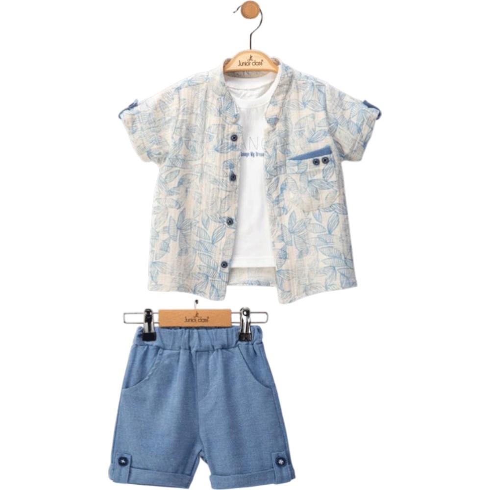 2605 оптом детские летние костюмы тройки,рубашки,футболки с шортами для мальчиков на 9/24 месяцев