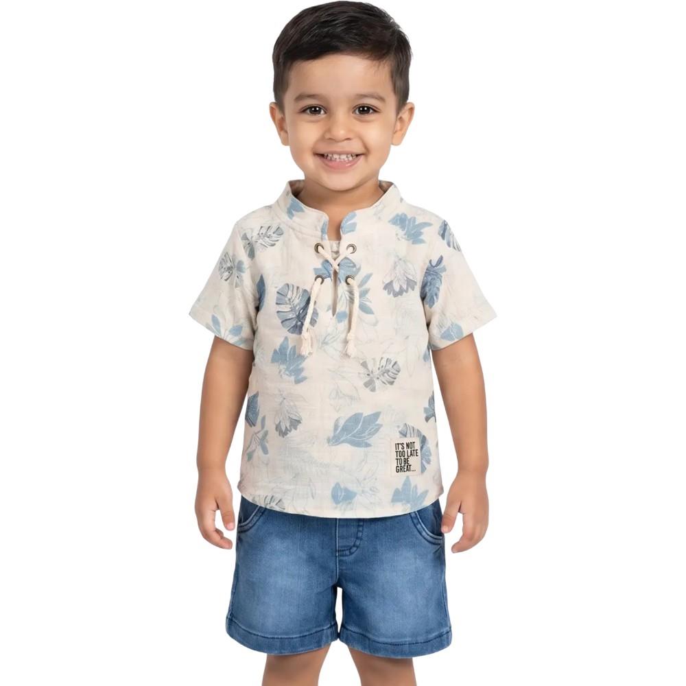 2606 Wholesale two-piece summer shirt and shorts set for boys aged 9-24 months.