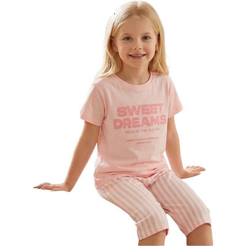 07074 Оптовая продажа летних пижамных комплектов с принтом Sweet Dreams  для девочек 6-9 лет