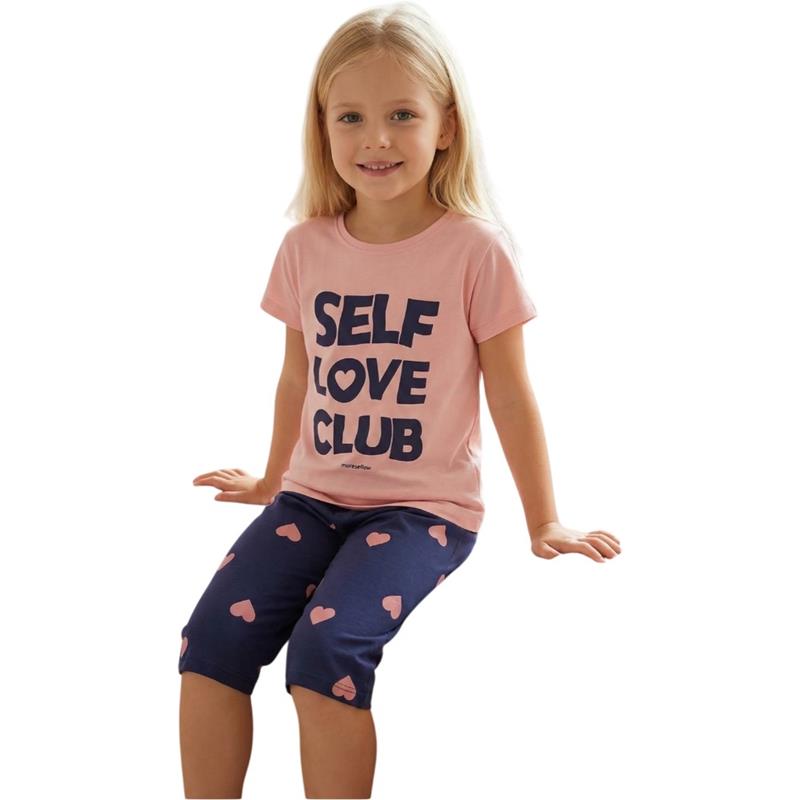 20226 Toptan 2-5 Yaş kız çocuklar için SELF LOVE SET baskılı yazlık pijama takımları