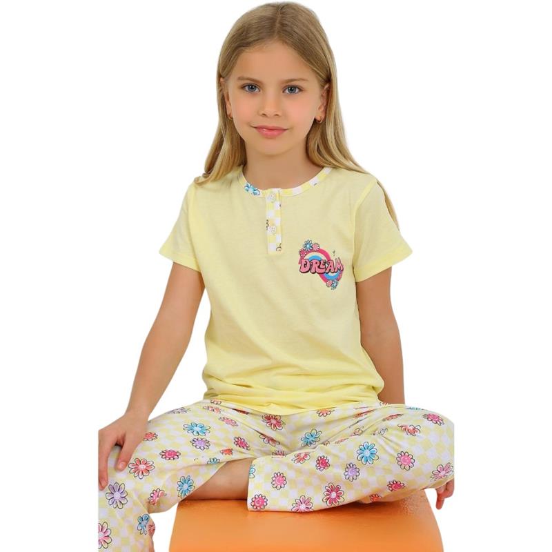 37777 toptan 2-5 yaş arası kız çocuklar için DREAM baskılı yazlık pijama takımları
