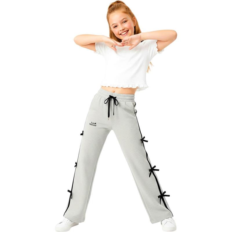 3721 toptan 9-12 yaş arası kız çocuklar için şık çocuk spor pantolonu