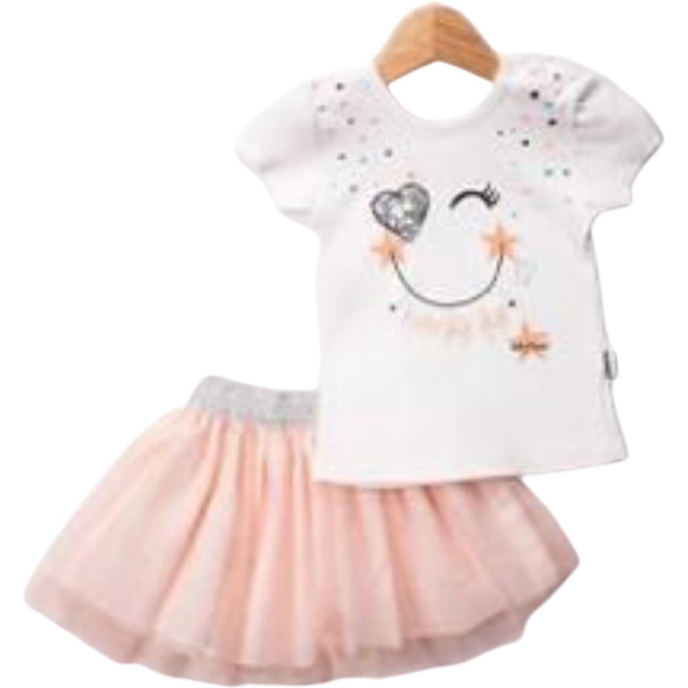 25172 оптом детские летние футболки с юбкой для девочек на 9/24 месяцев