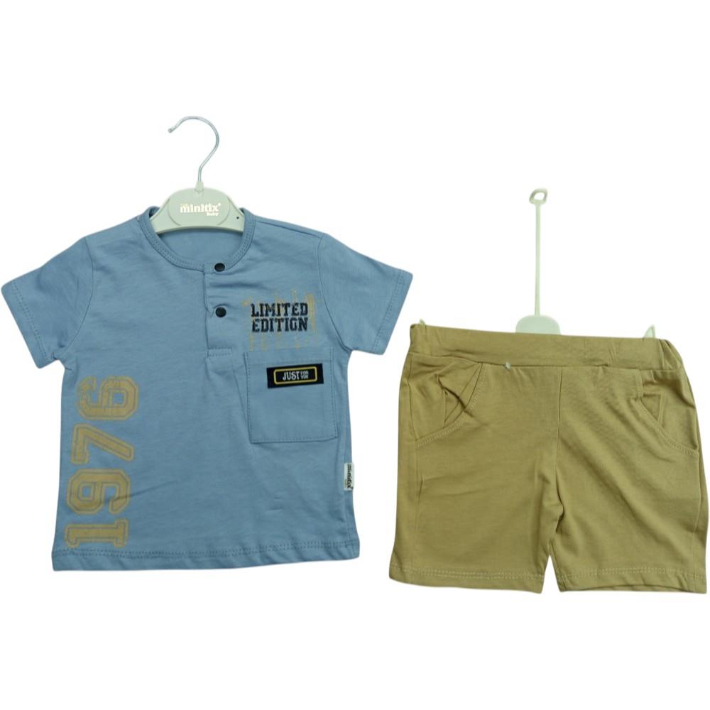 2637 оптом детские летние комплекты двойки,футболки с принтом LIMITED EDITION и шорты для мальчиков на  9/24 месяцев