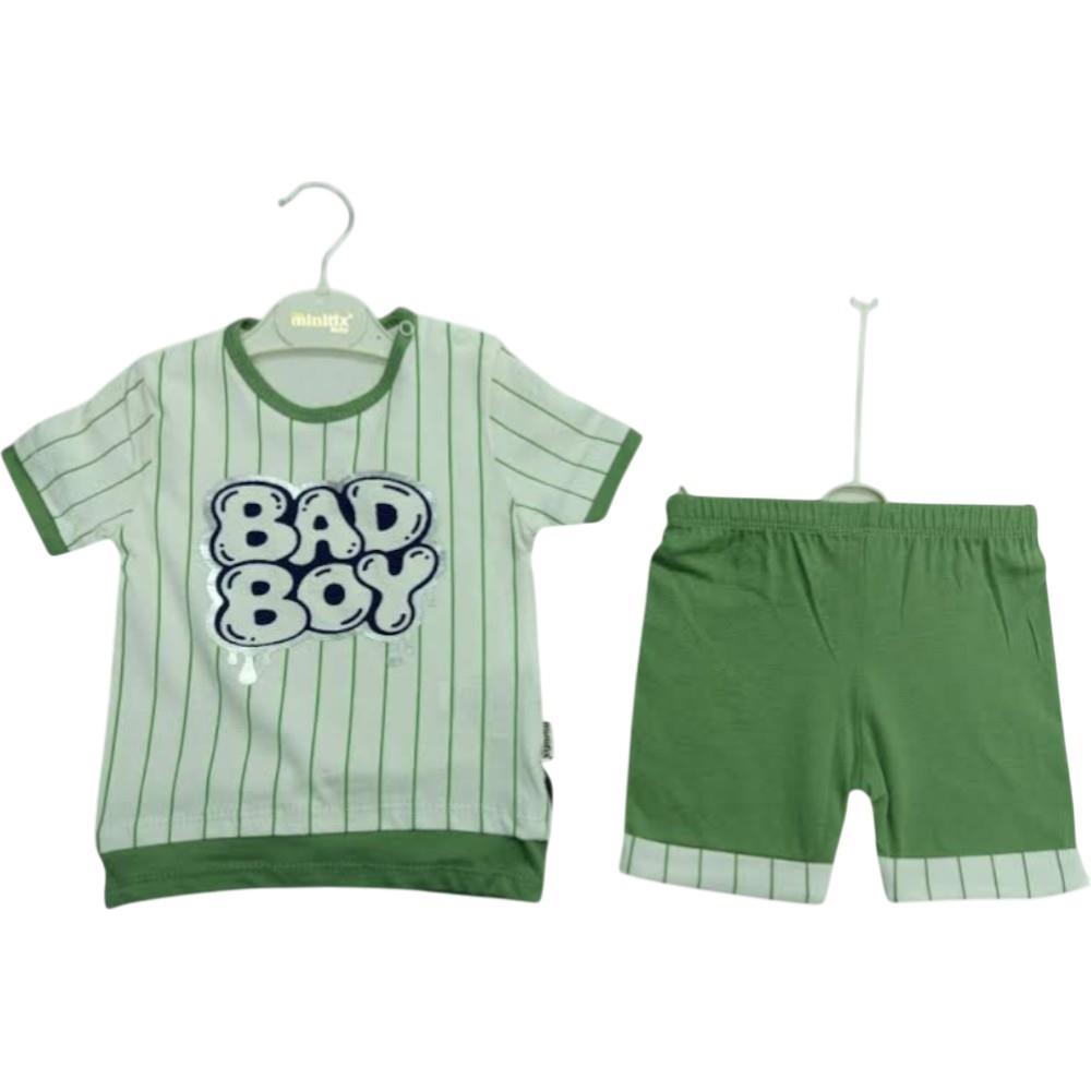 2610 оптом детские летние комплекты двойки,футболки с принтом BADBOY и шорты для мальчиков на  9/24 месяцев