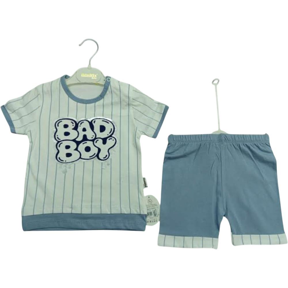 2610 оптом детские летние комплекты двойки,футболки с принтом BADBOY и шорты для мальчиков на  9/24 месяцев