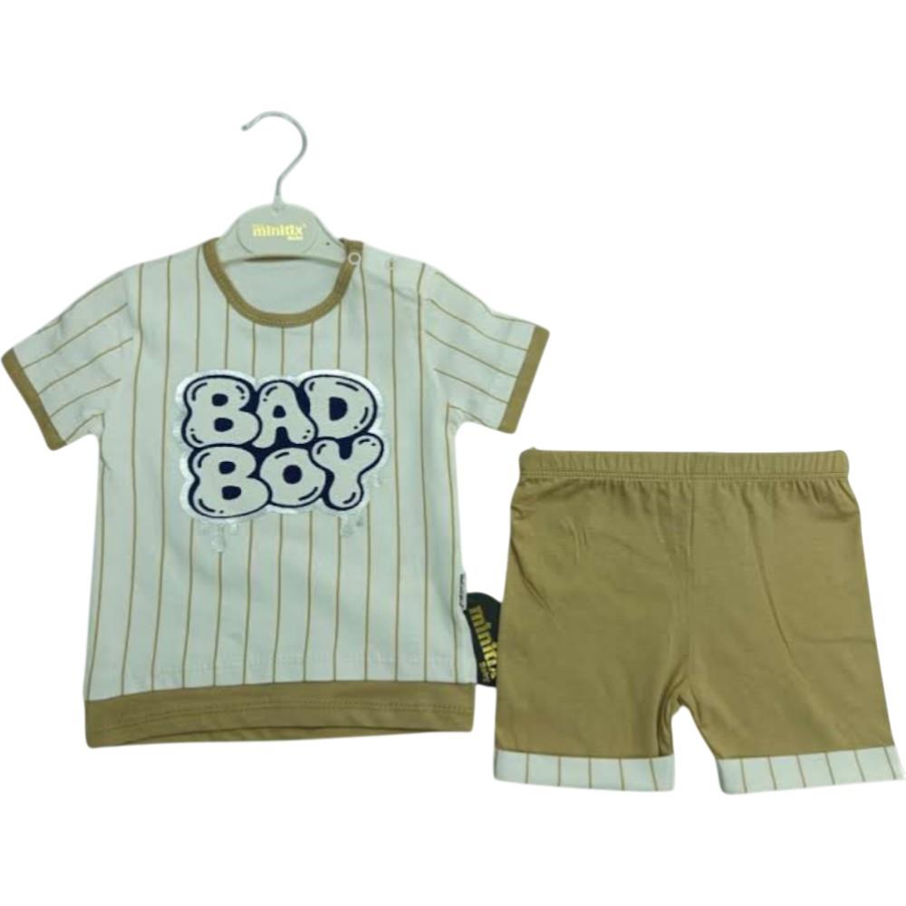 2610 оптом детские летние комплекты двойки,футболки с принтом BADBOY и шорты для мальчиков на  9/24 месяцев