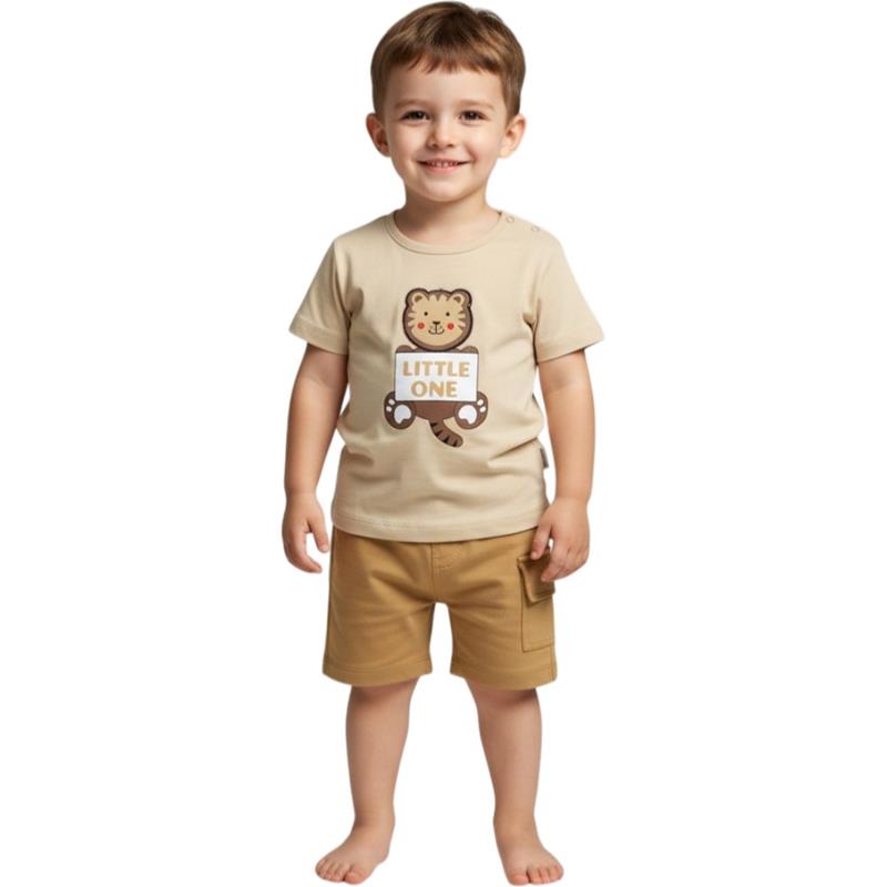 2610 wholesale children's summer sets of two, T-shirts with LITTLE ONE print and shorts for boys 9/24 months