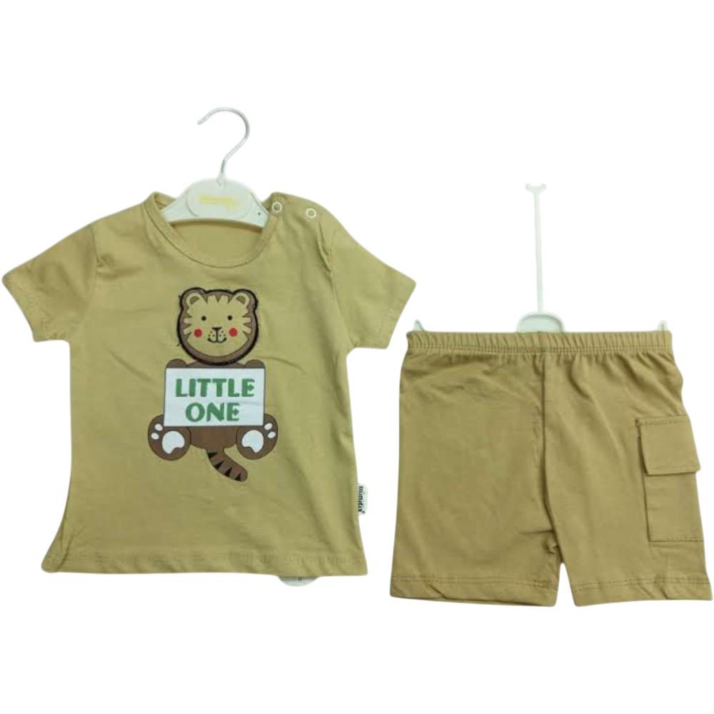  2609 оптом детские летние комплекты двойки,футболки с принтом LITTLE ONE и шорты для мальчиков на  9/24 месяцев