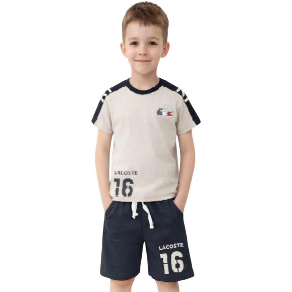 4643 toptan 2-5 yaş erkek çocuklar için 16 baskılı tişört ve şort yazlık iki parçalı takım