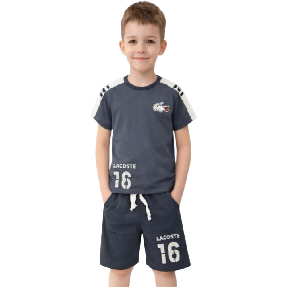 4643 toptan 2-5 yaş erkek çocuklar için 16 baskılı tişört ve şort yazlık iki parçalı takım