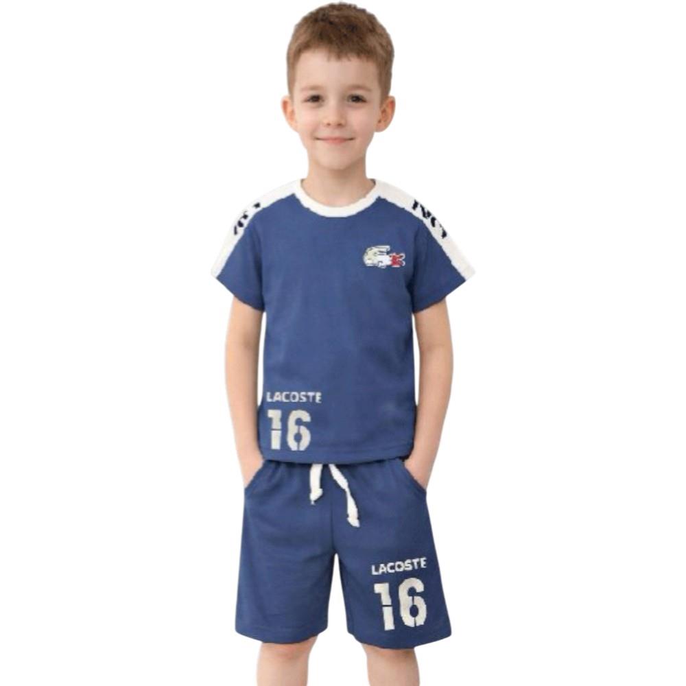 4643 toptan 2-5 yaş erkek çocuklar için 16 baskılı tişört ve şort yazlık iki parçalı takım