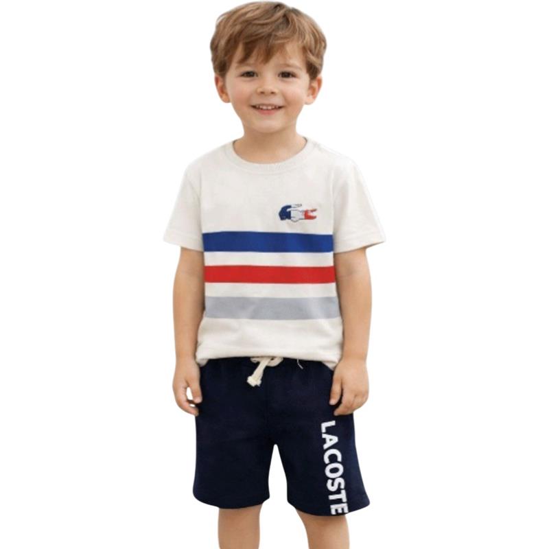 4686  toptan 2/5 yaş erkek çocuklar için yazlık tişört ve şortlu iki parçalı takım