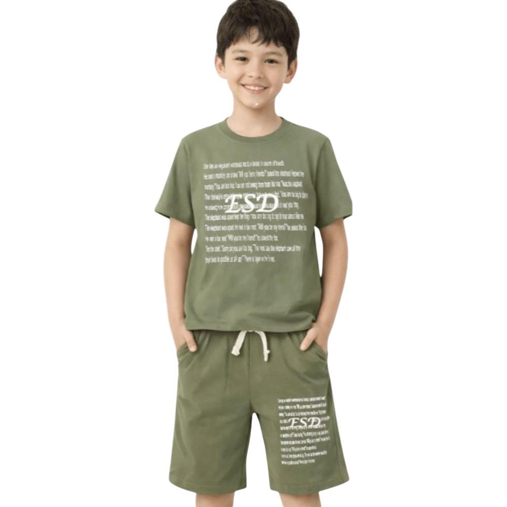 4621 оптом детские летние костюмы двойки,футболки с принтом ESD и шортами для мальчиков на 6/9 лет