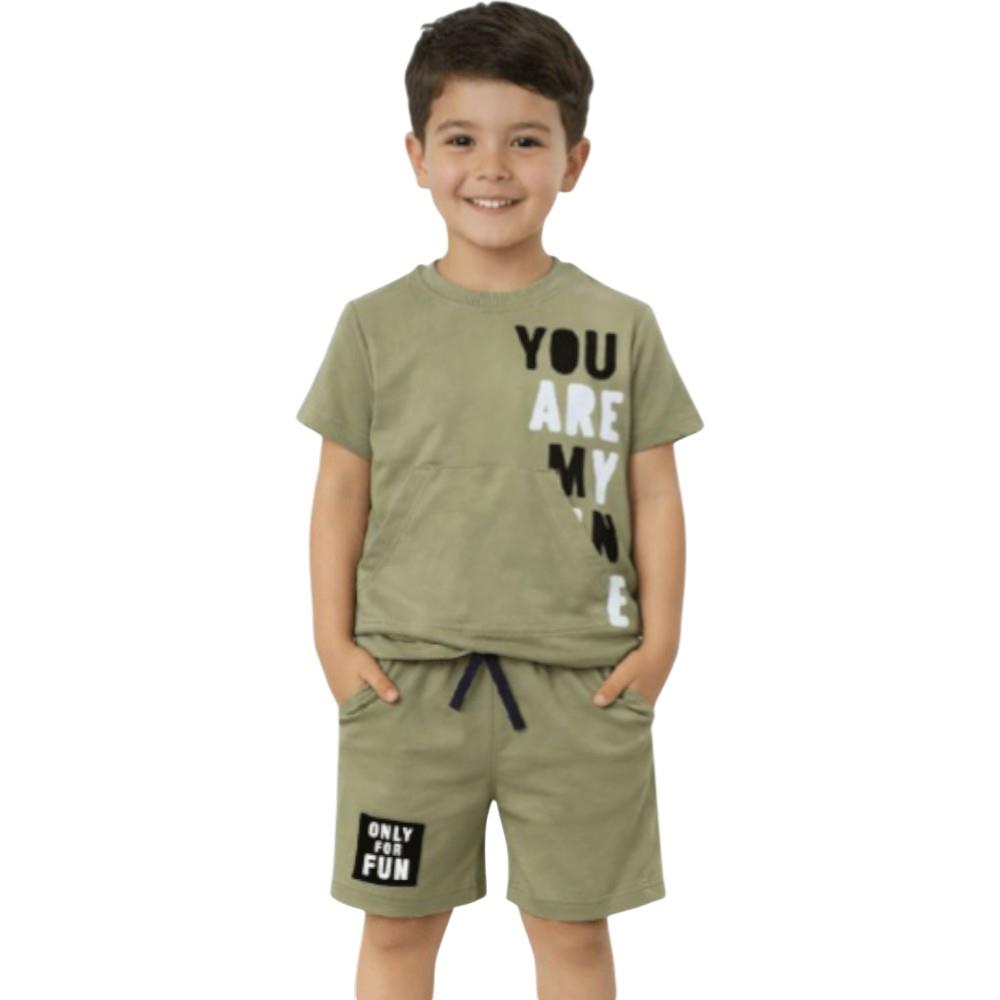 4545 wholesale children's summer two-piece suits, T-shirts with ONLY FOR print and shorts for boys 2/5 years
