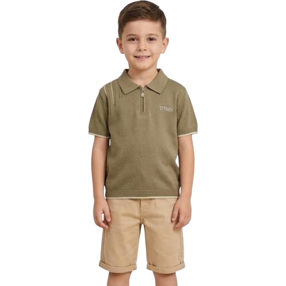 26749 Оптовая продажа летнего комплекта одежды из двух предметов для мальчиков 5-8 лет: футболка с воротником и шорты