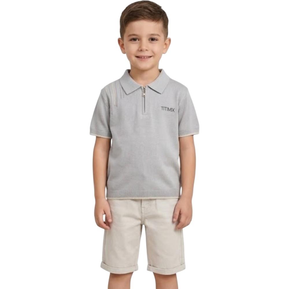 26749 Оптовая продажа летнего комплекта одежды из двух предметов для мальчиков 5-8 лет: футболка с воротником и шорты