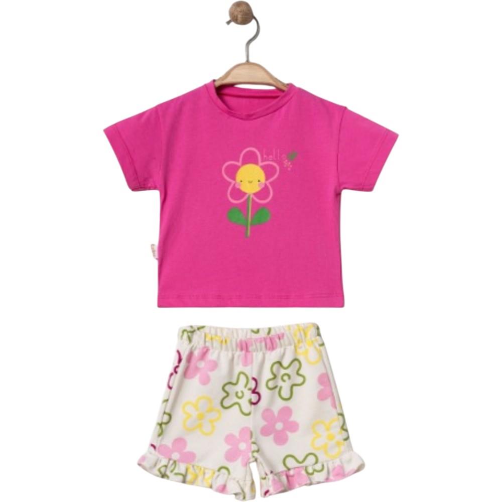 14003 toptan 1/4 yaşındaki kız çocuklar için yazlık tişörtü ve şort takımı