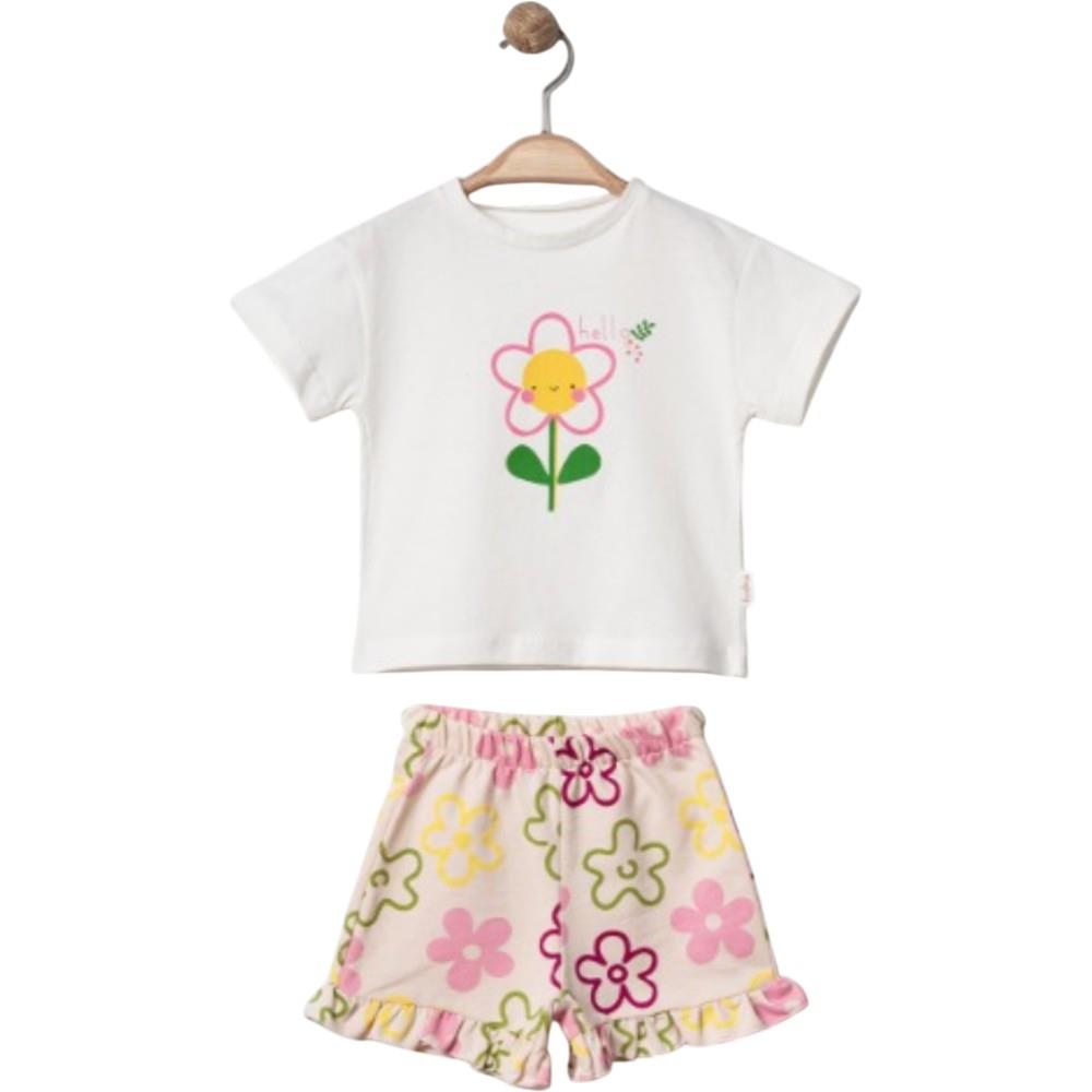 14003 toptan 1/4 yaşındaki kız çocuklar için yazlık tişörtü ve şort takımı